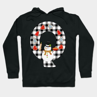 BW Buffalo Checks Pattern Monogram Q | Snowman Hoodie